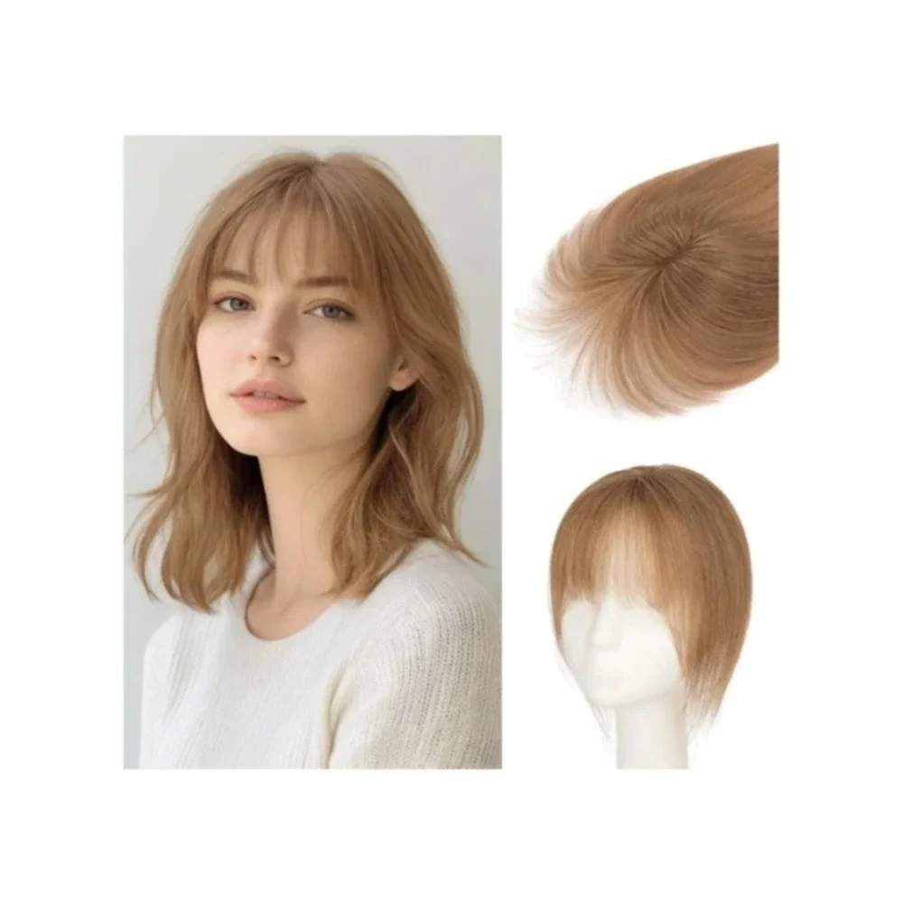 Rich Choices 100% Human Remy Hair Topper 10in Brown Blonde Mix #4P27 Bangs